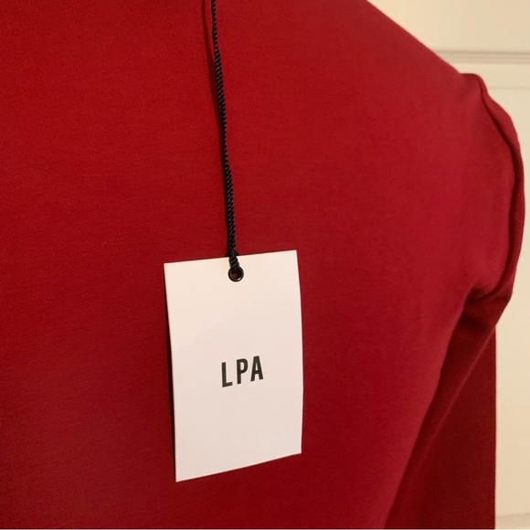 LPA Red Cutout Long Sleeves Midi Dress Size S - Picture 7 of 9